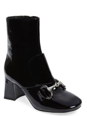 Jeffrey Campbell Denevue Patent Black Block Heel Booties NWOT